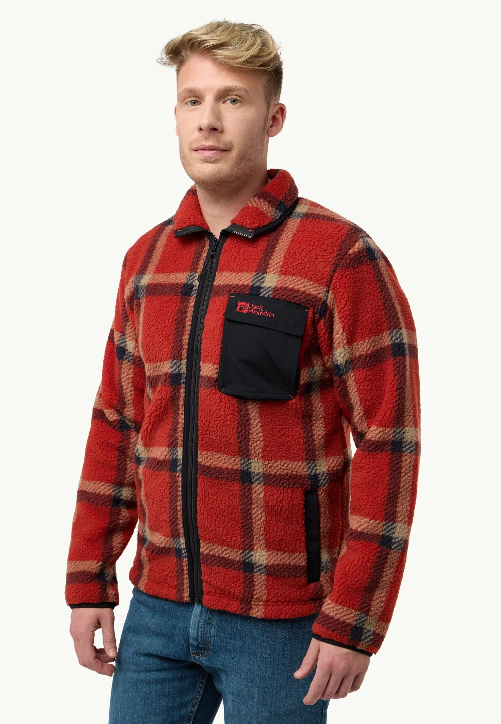 Fashion Felslicht Check Jkt M Herren Fleece|Fleecejacken