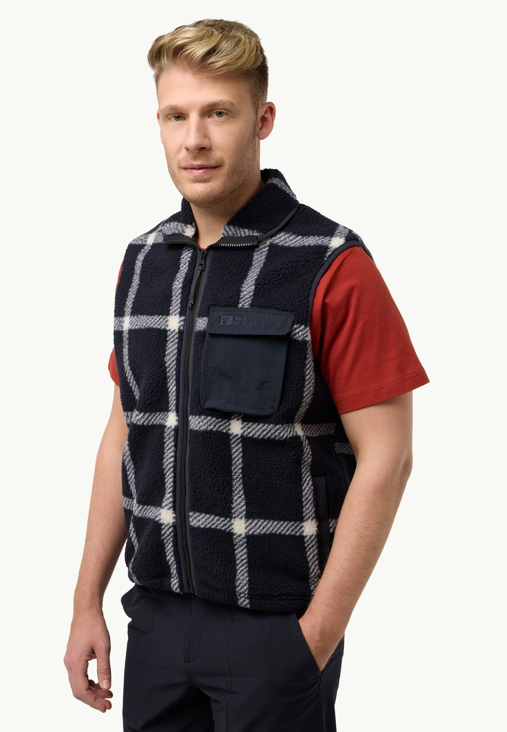 New Felslicht Check Vest M Herren Fleece|Fleecejacken