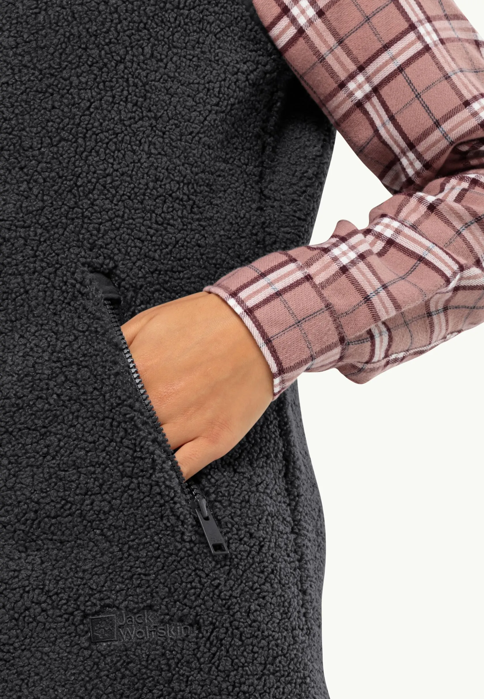 Online High Curl Long Vest W Damen Fleece|Fleecejacken
