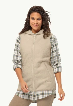 Online High Curl Long Vest W Damen Fleece|Fleecejacken
