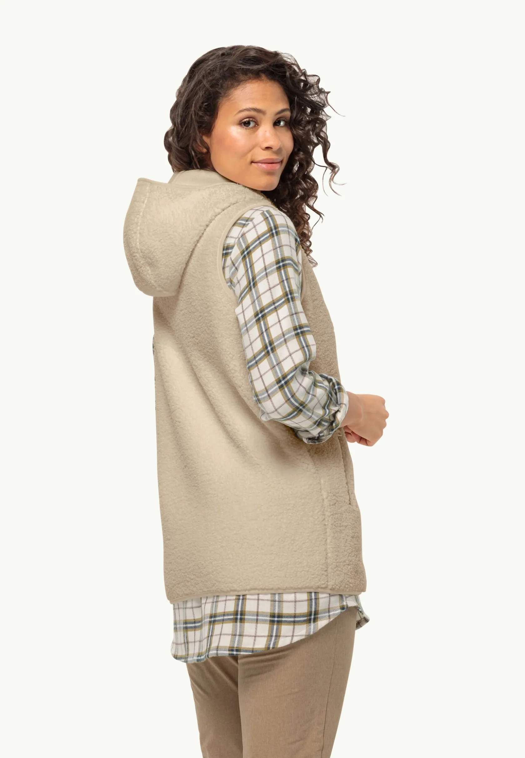Online High Curl Long Vest W Damen Fleece|Fleecejacken